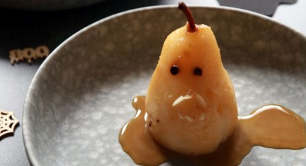 Poire au caramel d'Halloween