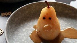 Poire au caramel d'Halloween