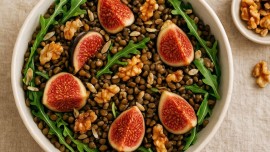 Salade de lentilles vertes, figues et noix