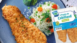 Cabillaud pané et riz aux légumes