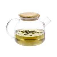 Théière en verre et couvercle en bambou 1L