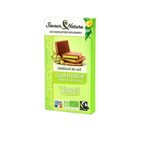Tablette chocolat au lait coeur pistache 92g