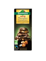 Chocolat noir bio aux noisettes entières caramélisées et sel de Guérande 180gr