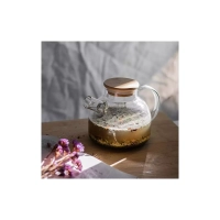 Théière en verre et couvercle en bambou 1L