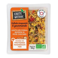 Salade lentilles corail quinoa et pois chiches 160g