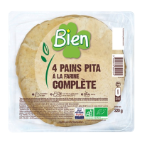 Pains pita farine complète 4x80g