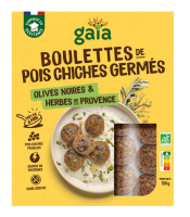 Boulettes de pois chiches germés, olives et herbes de Provence