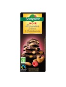 Chocolat noir bio aux amandes entières et framboises 180gr