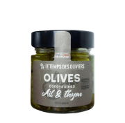 Olives dénoyautées ail thym 180g