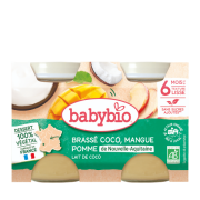 BABYBIO Pot Brassé Coco Mangue Pomme Riz 2x130g