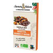 Tablette 70% amandes noisettes raisins 100g