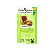 Tablette chocolat au lait coeur pistache 92g