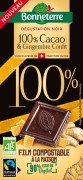 Chocolat noir 100% cacao au gingembre confit 90gr