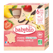 BABYBIO Gourde Pomme Fraise Vanille 4x90g